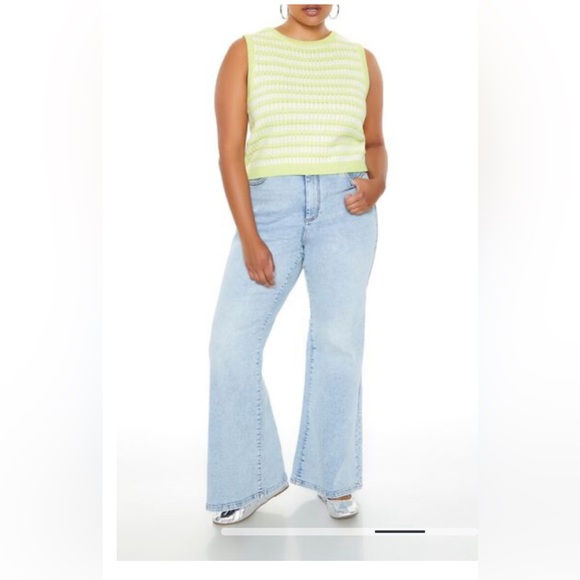 Forever 21 + Striped Sweater Vest In Pale Green/Multi. - Picture 4 of 5